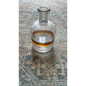 Vintage Hand-Blown Art Glass Decanter Bud Vase – Mid Century Modern Amber Swirl